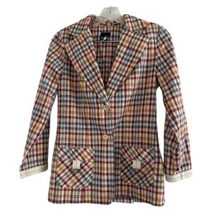 THATS ME Junior Plaid Sportswear Sports Coat Pocketed Blazer-Size 7
